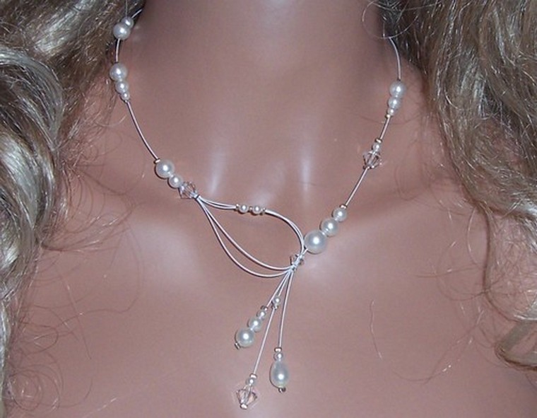 Collier mariage, collier fil câblé