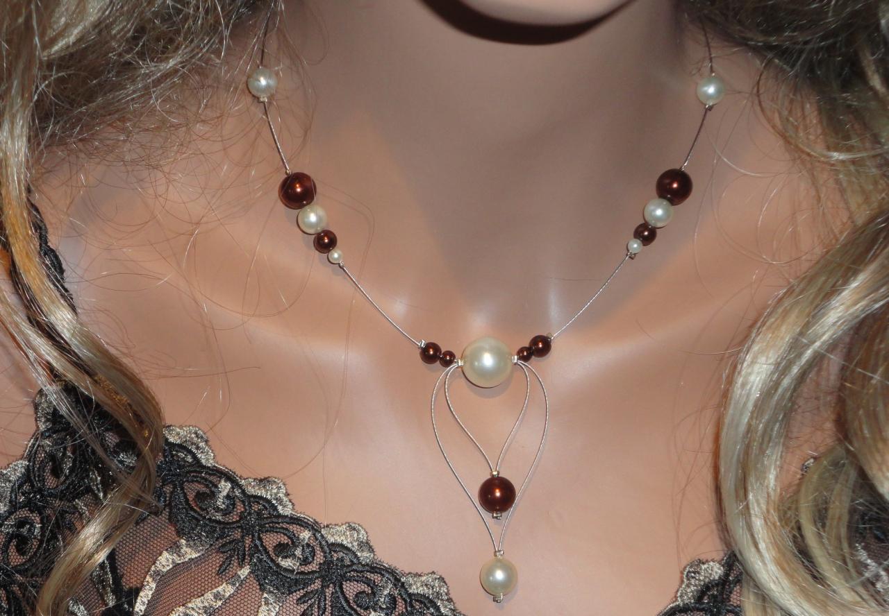 Collier mariage bordeaux ivoire