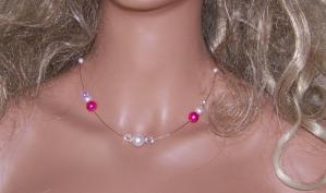 Collier mariage fuchsia ivoire