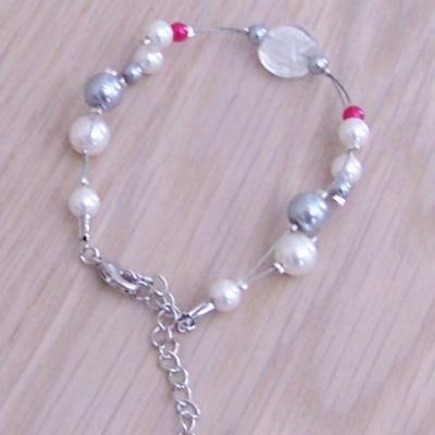 Bracelet blanc fuchsia cristal