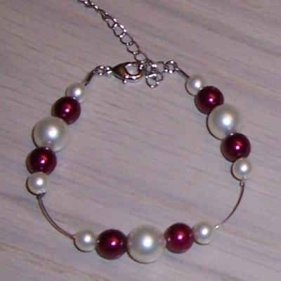 Bracelet mariage bordeaux ivoire