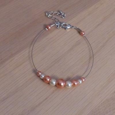 Bracelet corail orangé ivoire