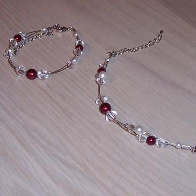 Bracelet mariage bordeaux ivoire