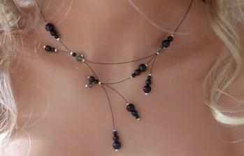 Collier noir, collier mariée, collier mariage,