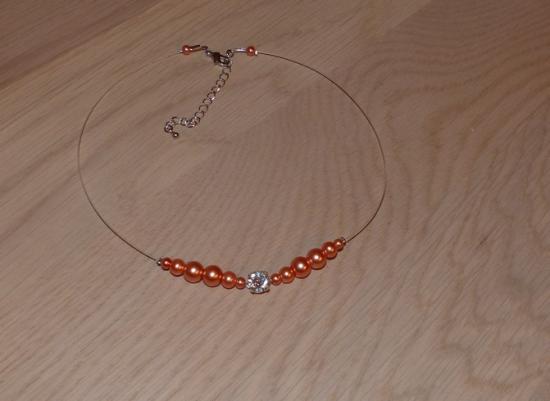 Collier  corail et strass