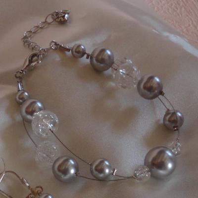 Bracelet mariage gris cristal