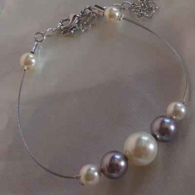 Bracelet mariage mauve ivoire