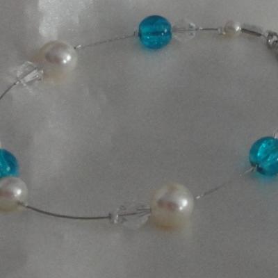 Bracelet mariage bleu ivoire