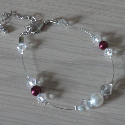 Bracelet mariage blanc bordeaux
