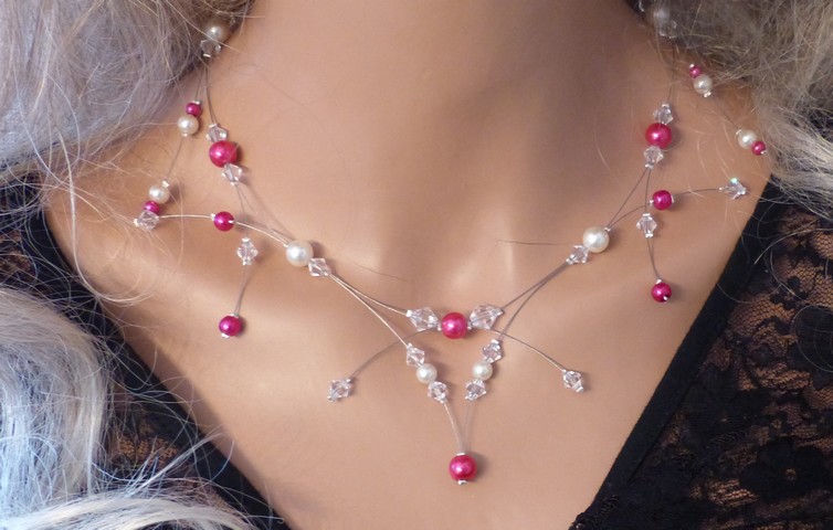 Collier mariage fuchsia