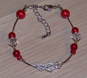 Bracelet perles rouges et cristal