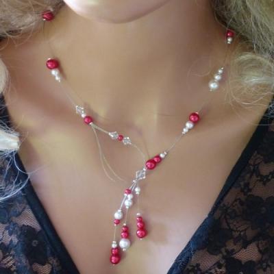 Collier mariage rouge et blanc