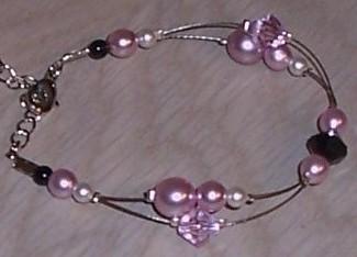 Bracelet mariage rose noir ivoire